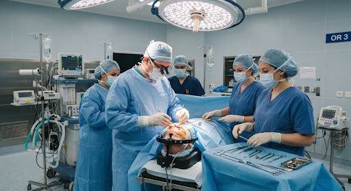 Surgical team in an operating theatre